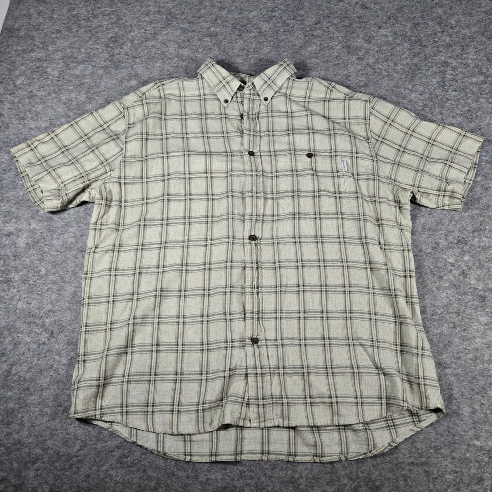 Vintage Woolrich Mens Beige Plaid Casual Button Down Shirt XL